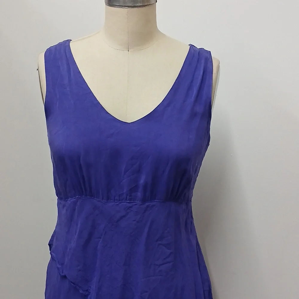 Vintage CLICK by Color Me Cotton Purple Tiered and Ruffled Dress / Size M - Picture 4 of 7